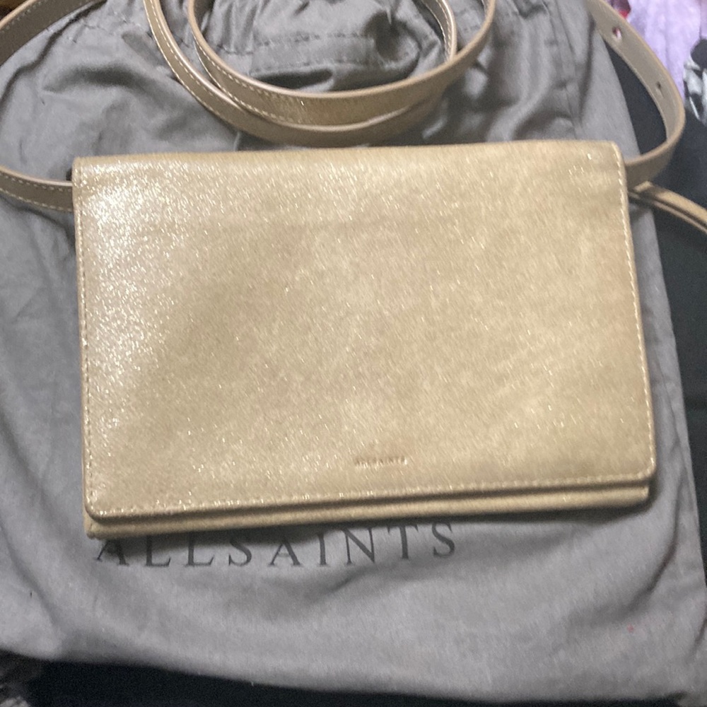 -All Saints Leather Wallet ⚡️ gold
